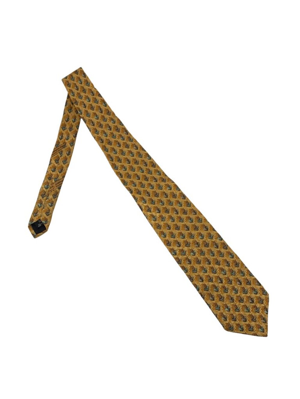 Ermenegildo Zegna Disegno Esclusivo 100% Silk Italian Neck Tie 58" Gold Pattern